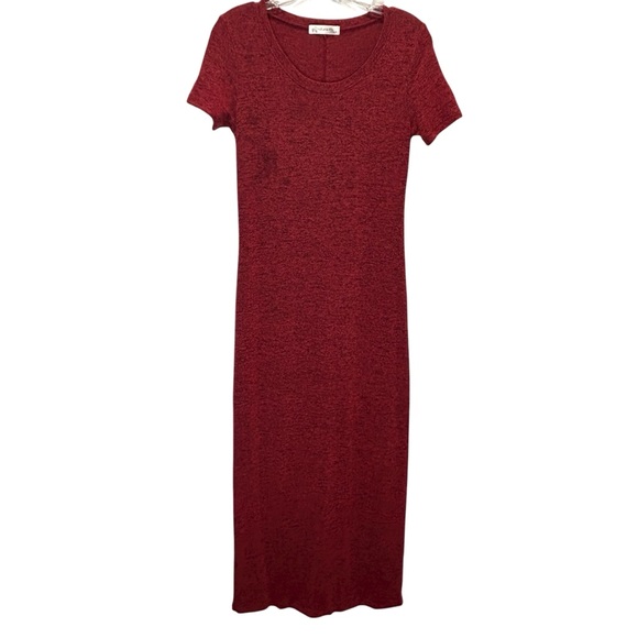 Natural Life Red Heather Cotton Jersey Pullover Short Sleeve Midi Dress - Medium - Picture 1 of 5